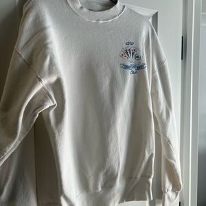 Fruit of the Loom White Crewneck Sweater with Ribbed Cuffs